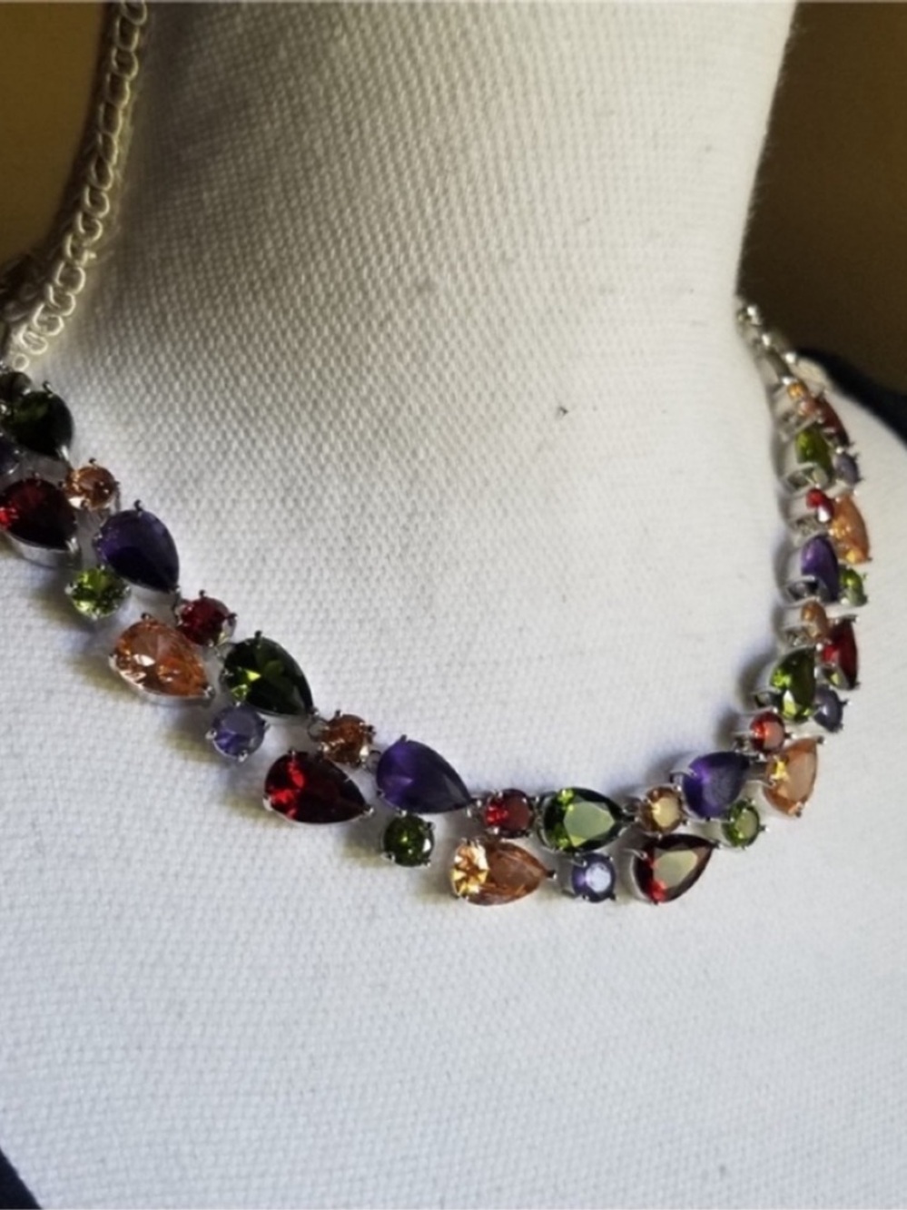Swarovski Elements Multicolor Teardrop Crystal Statement Necklace NEW - Picture 4 of 16